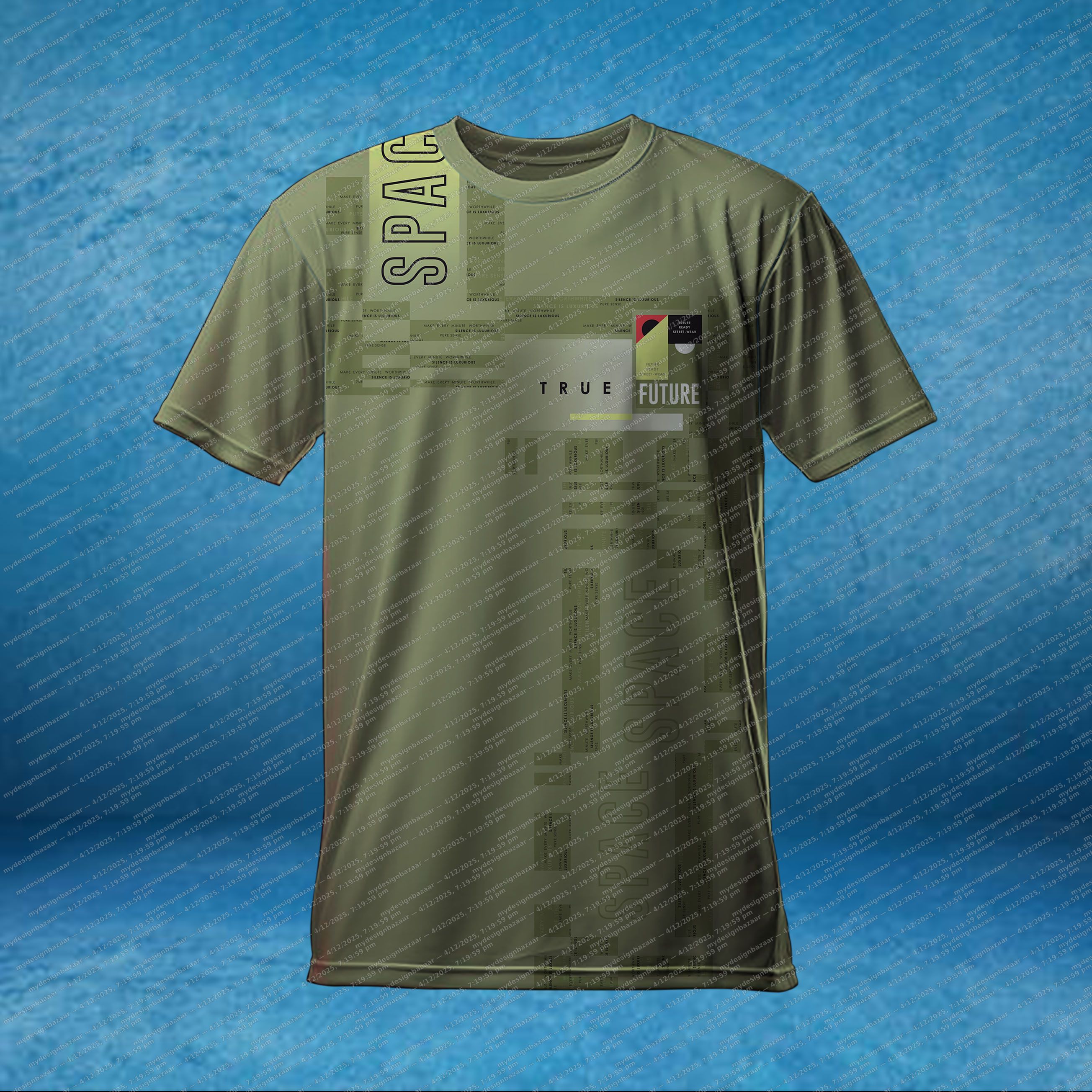 Men’s Space-Themed Printed T-Shirt with Sticker - Image 1