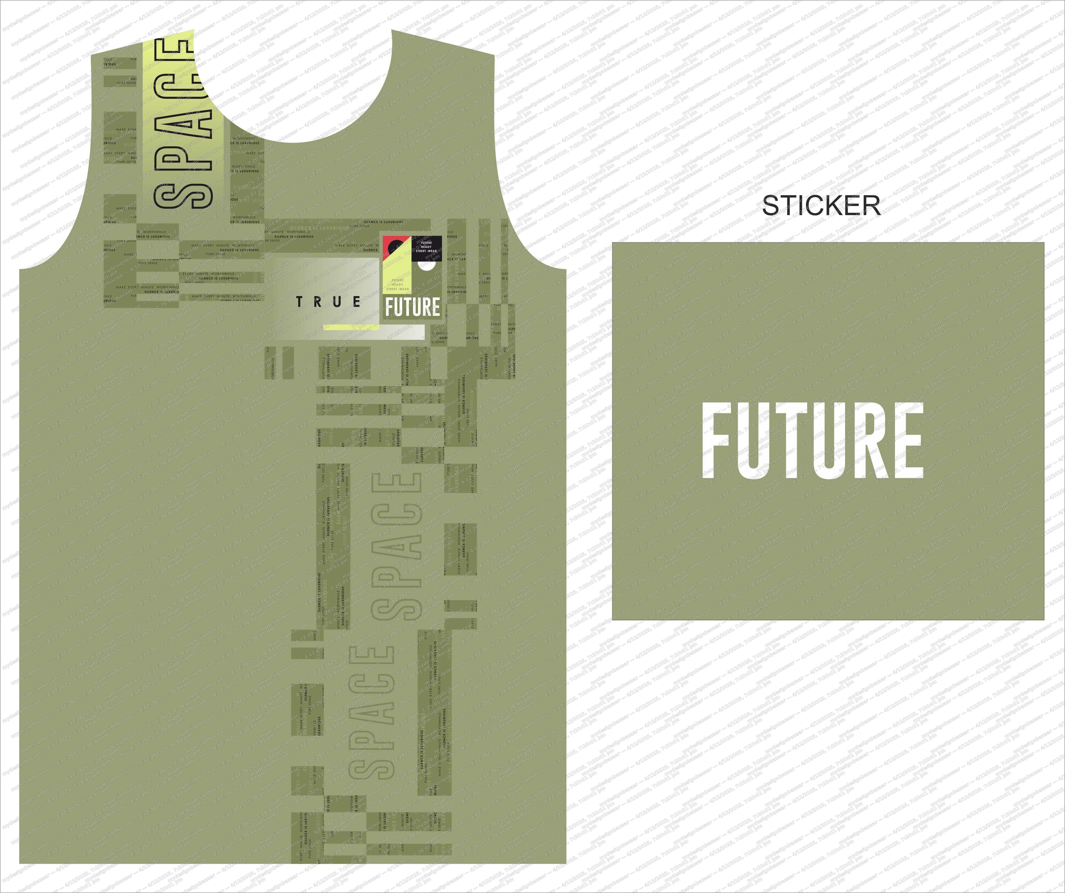Men’s Space-Themed Printed T-Shirt with Sticker - Image 2