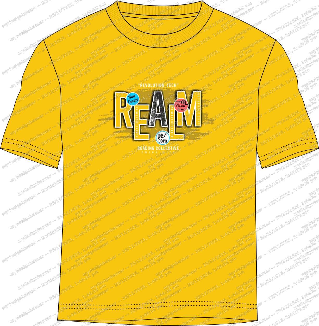 Men’s Realm Chest Graphic Printed Sticker T-Shirt - Image 2