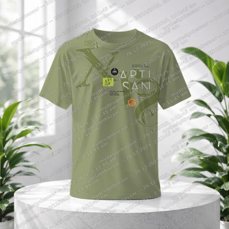Men’s Abstract Typography Graphic Printed T-Shirt – Trendy Casual Wear - Image 1