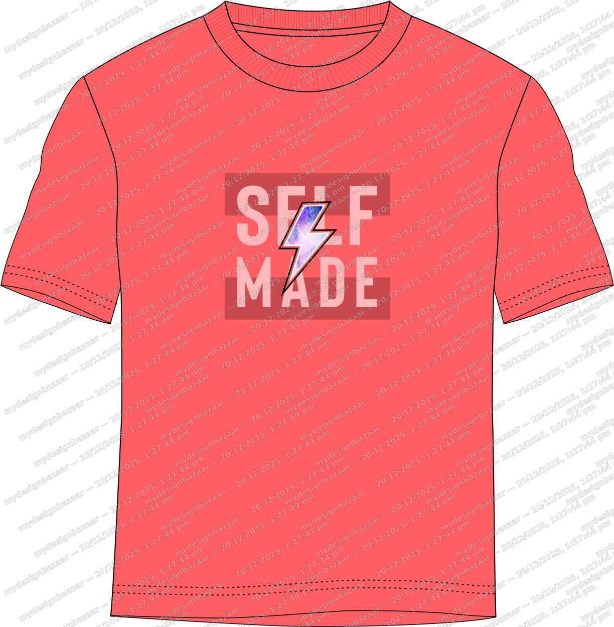 Men’s Self Made Metallic Chest Graphic Printed T-Shirt - Image 2