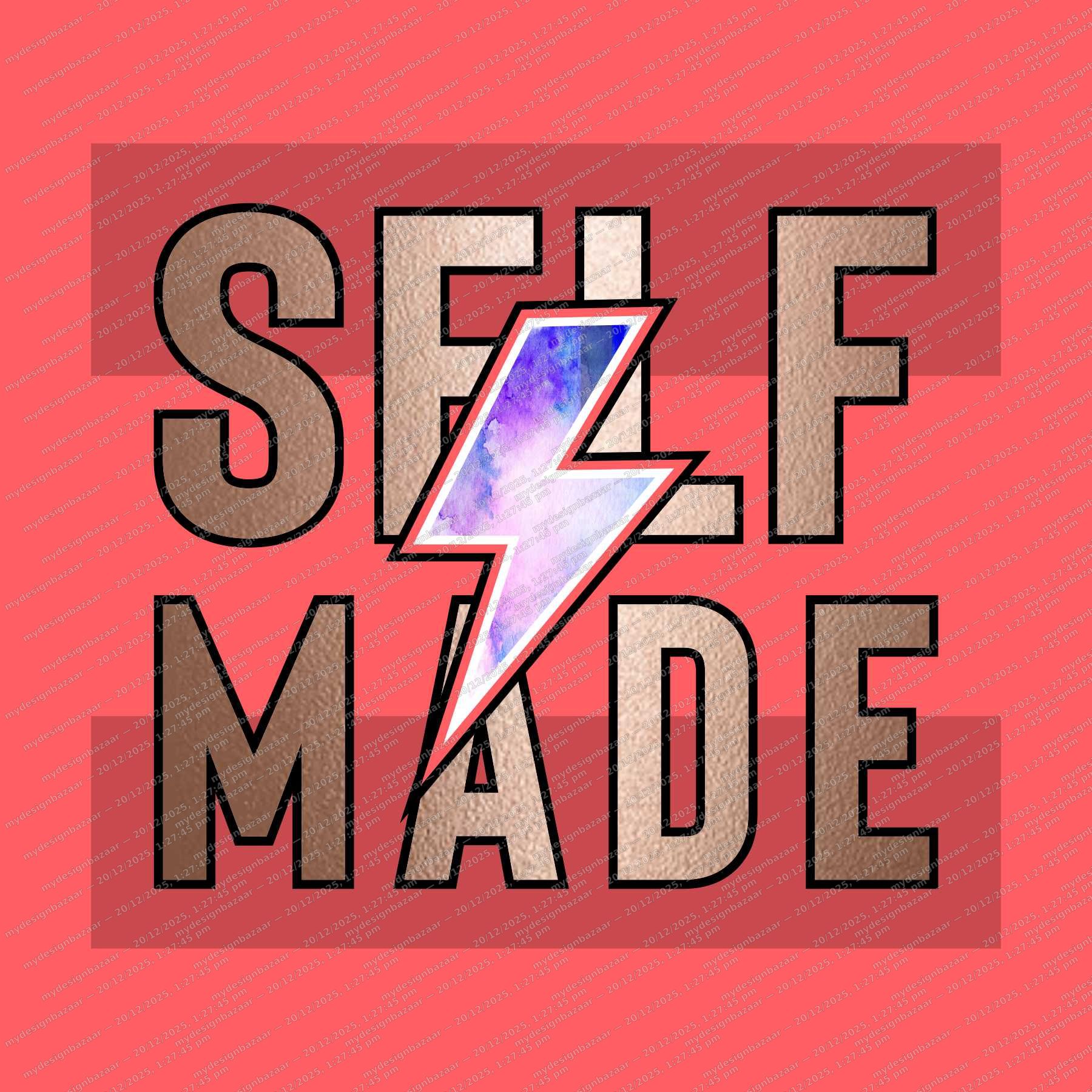 Men’s Self Made Metallic Chest Graphic Printed T-Shirt - Image 3