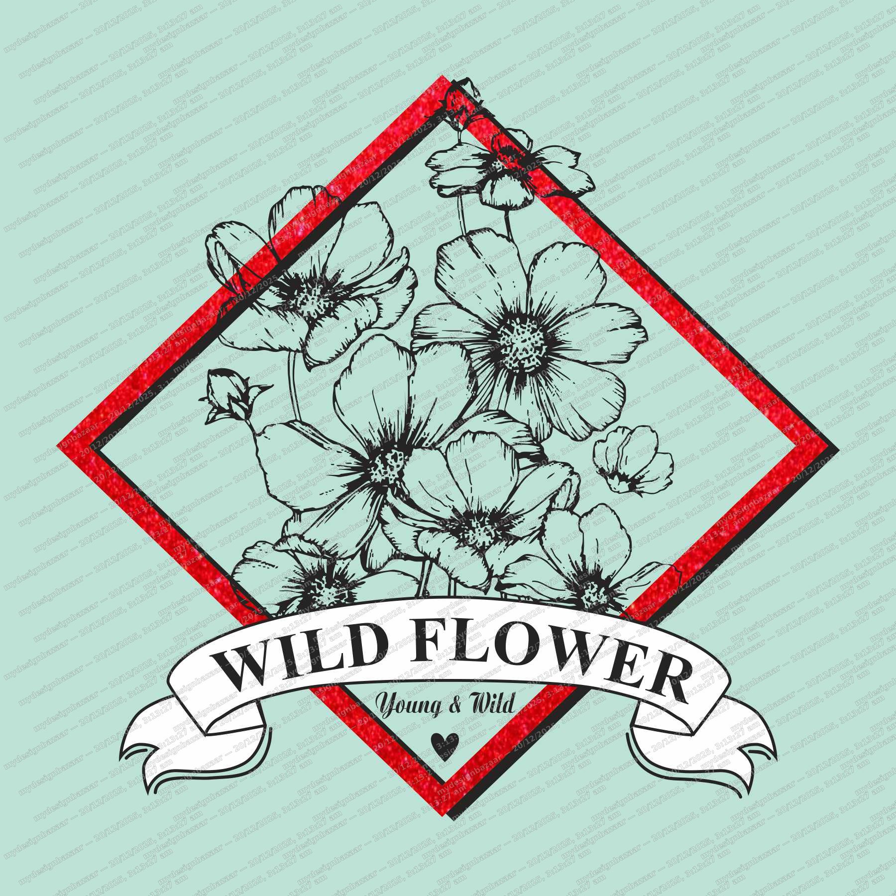 Ladies Metallic Chest Print Top – Wild Flower Graphic Tee - Image 2