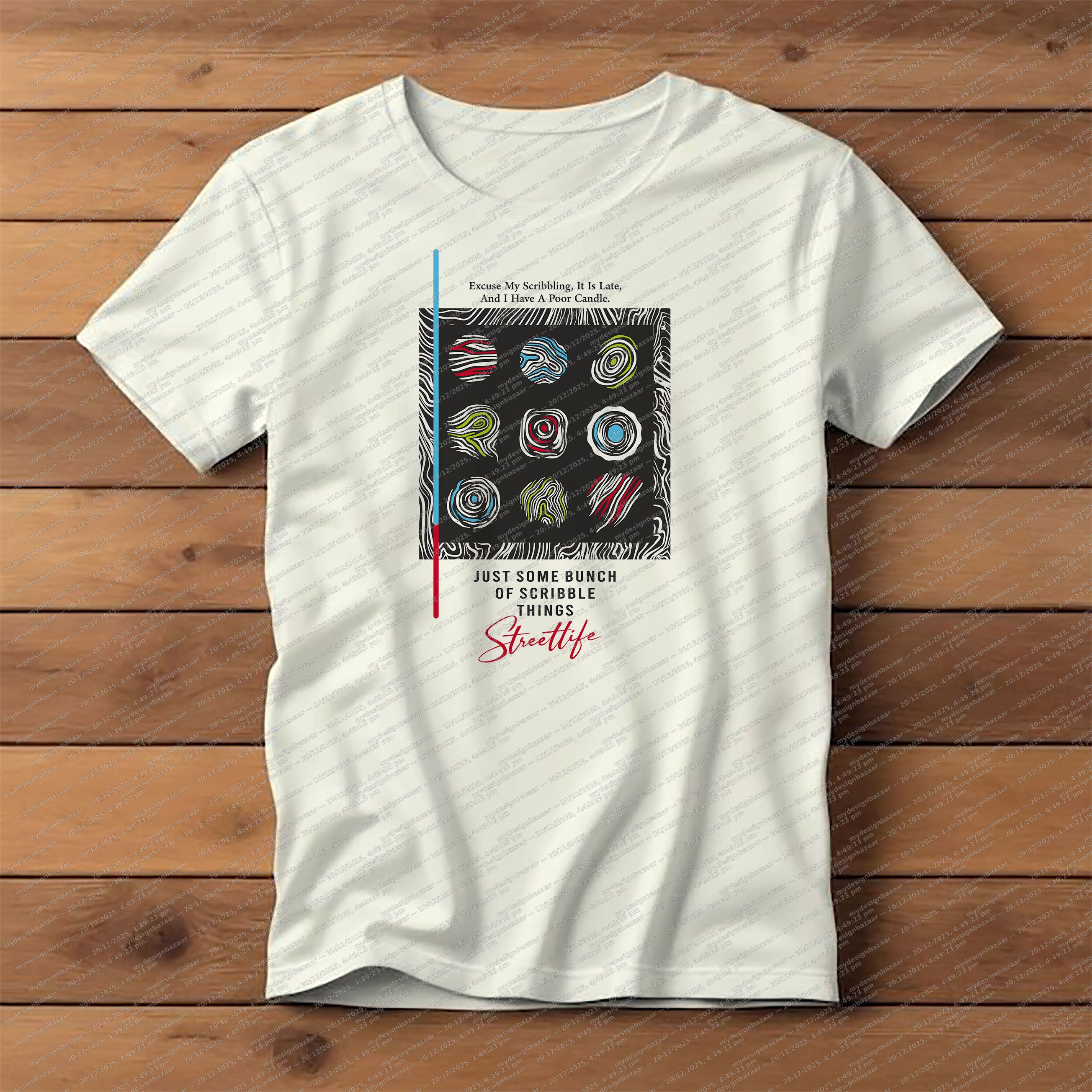 Men’s Scribble Art Metallic Graphic Printed T-Shirt - Image 1