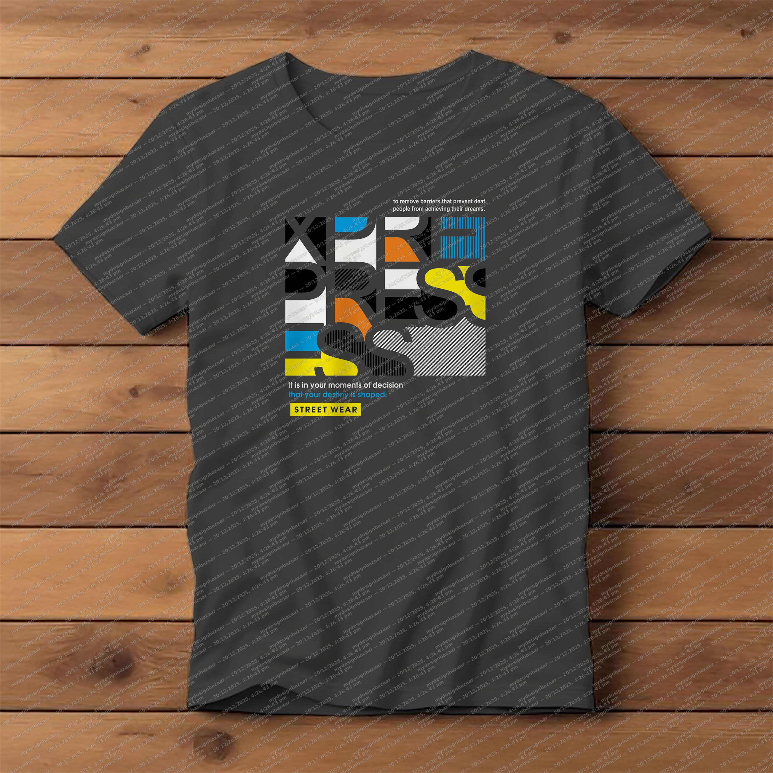 Men’s Xpression Abstract Typography Graphic Printed T-Shirt - Image 1