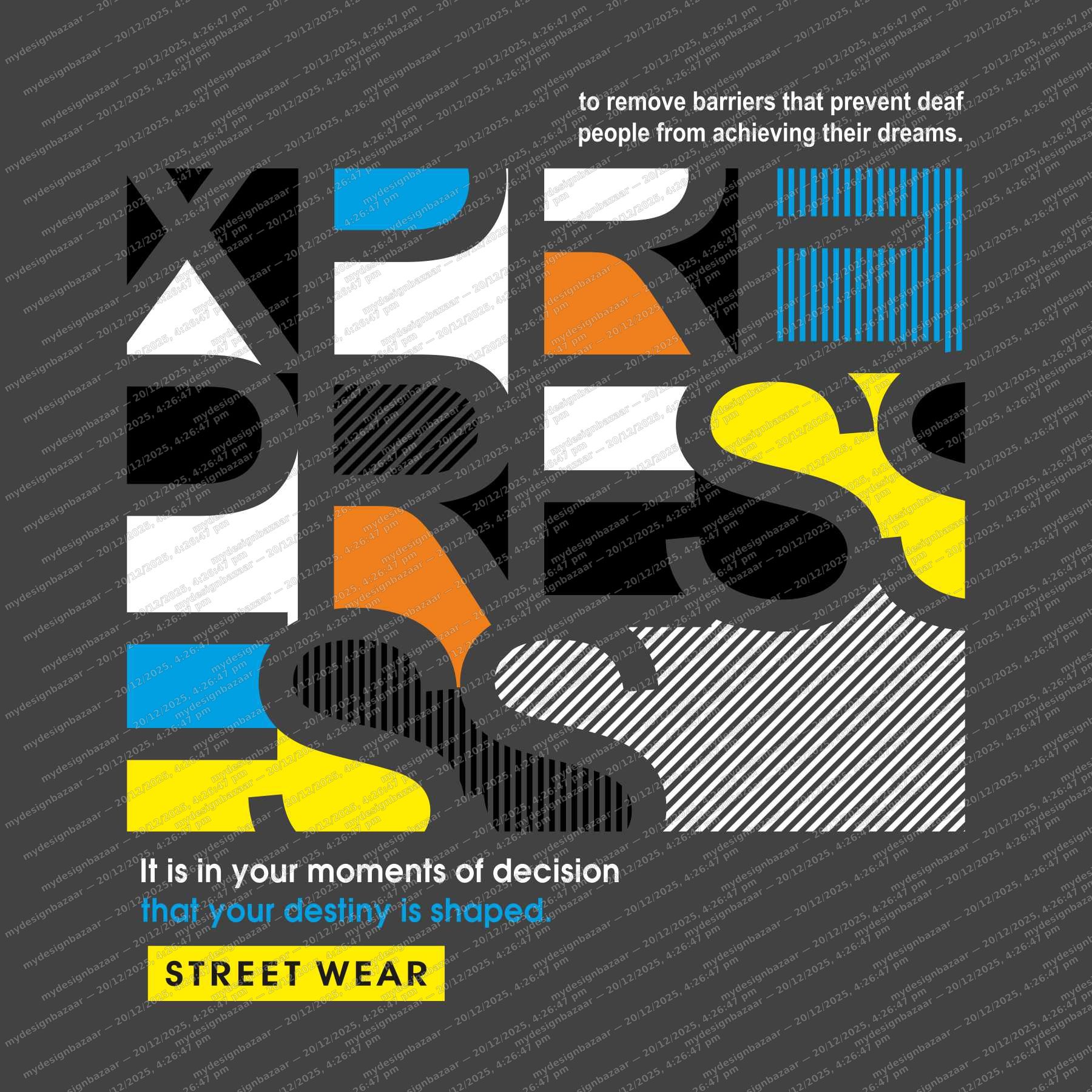 Men’s Xpression Abstract Typography Graphic Printed T-Shirt - Image 3