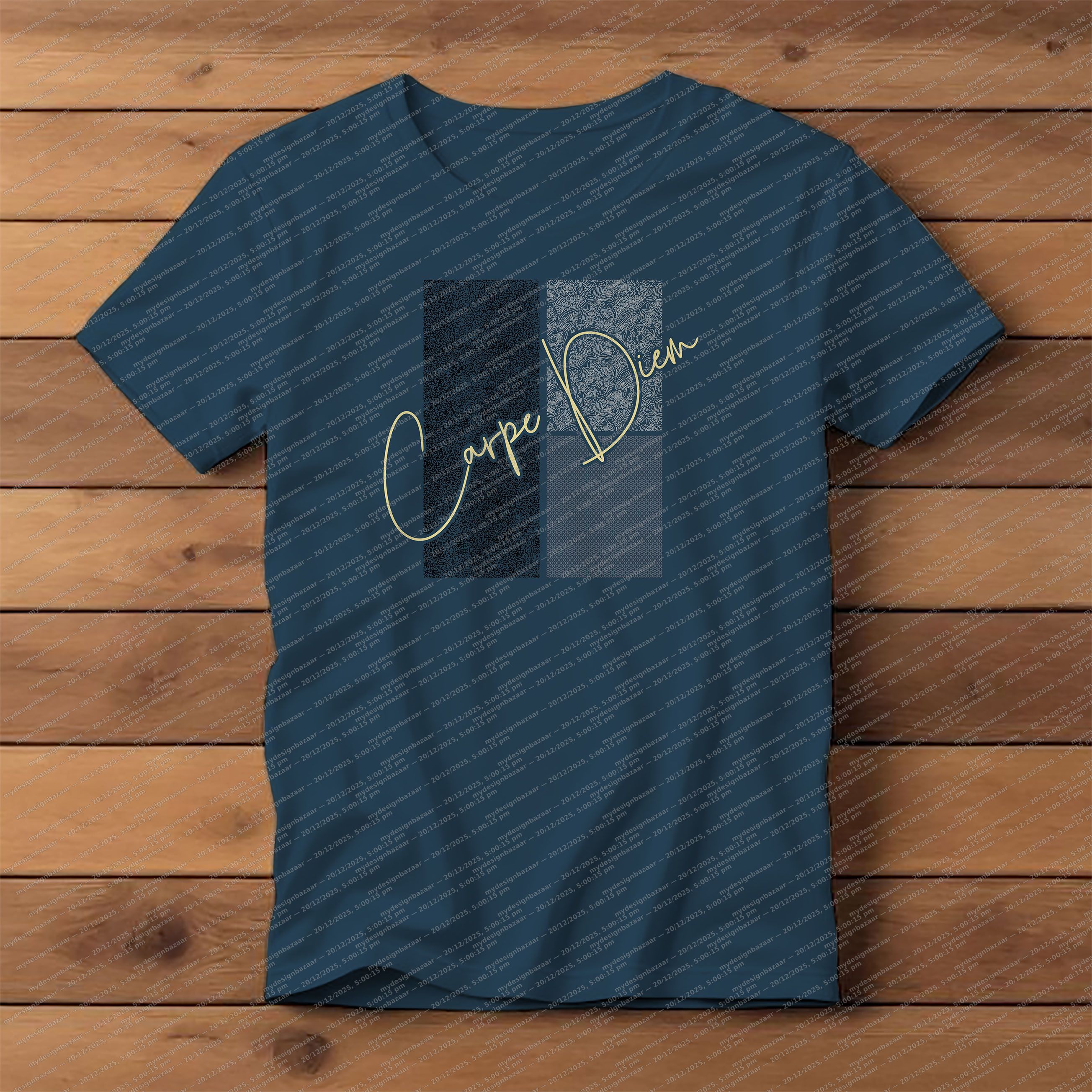 Men’s Carpe Diem Metallic Script Graphic Printed T-Shirt - Image 1