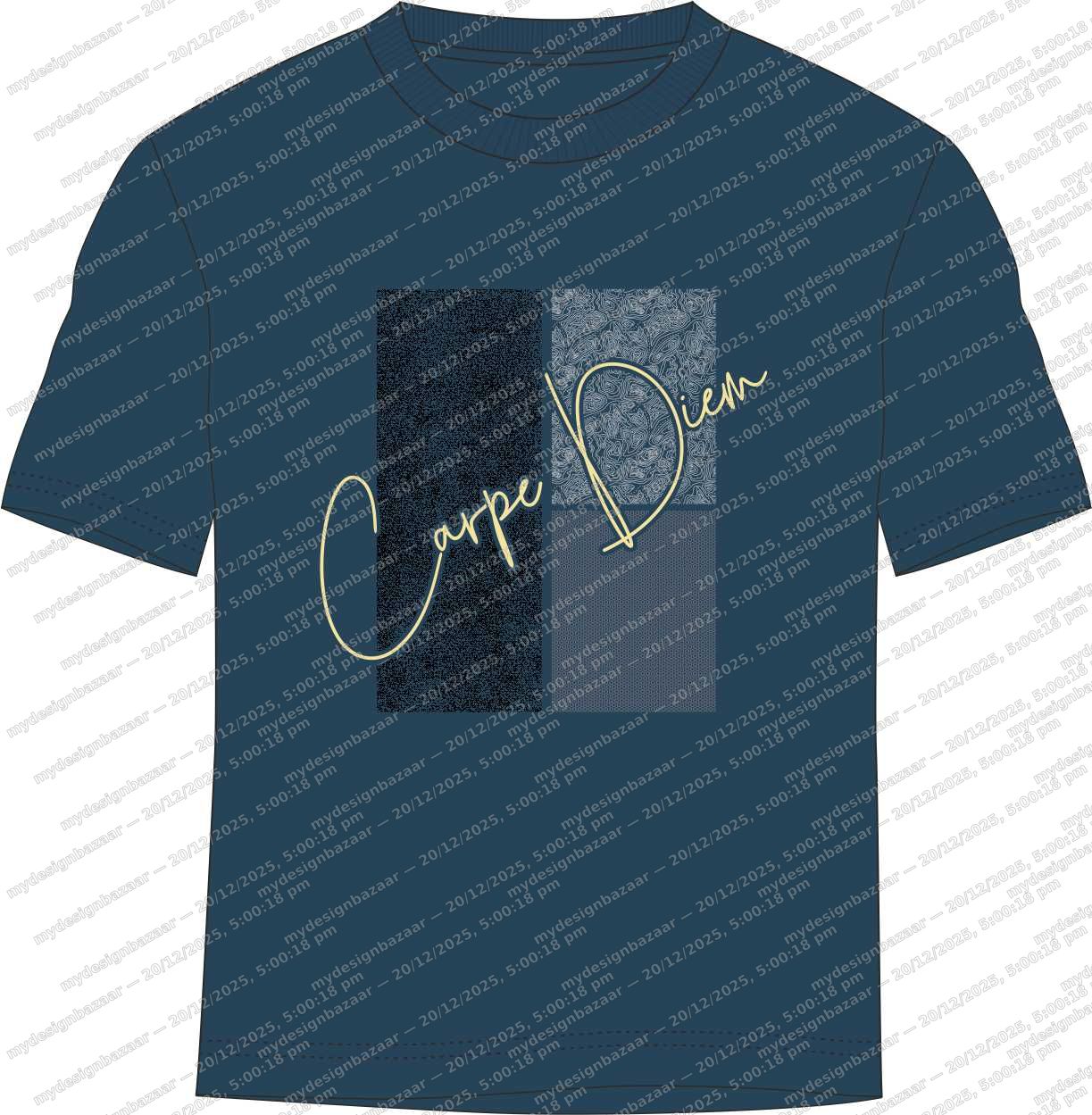 Men’s Carpe Diem Metallic Script Graphic Printed T-Shirt - Image 2